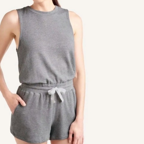 NWT Splendid Kona Drawstring Cozy Lounge Romper in Grey - Picture 1 of 5